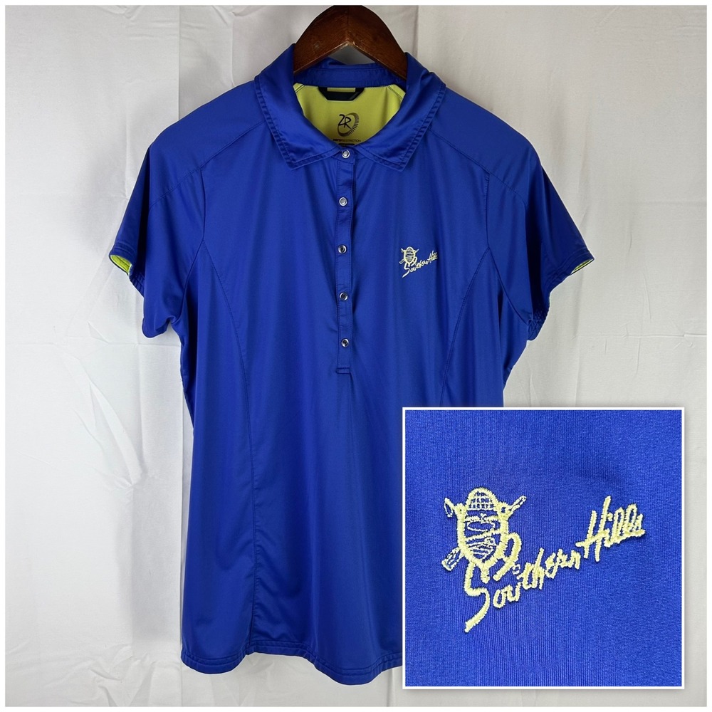 Zero Restriction Polo Shirt Women XL Blue Tour Series Southern Hills Golf‎ Snap